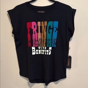 💚Shyanne Multicolor Fringe Graphic Tee Cowboy Cowgirl Rodeo attire Americana